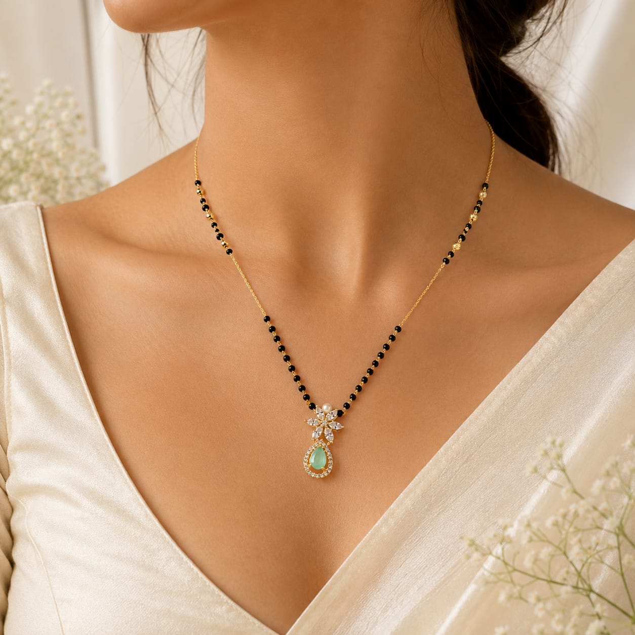 Zivia Azure Blossom Mangalsutra 18k Gold Plated