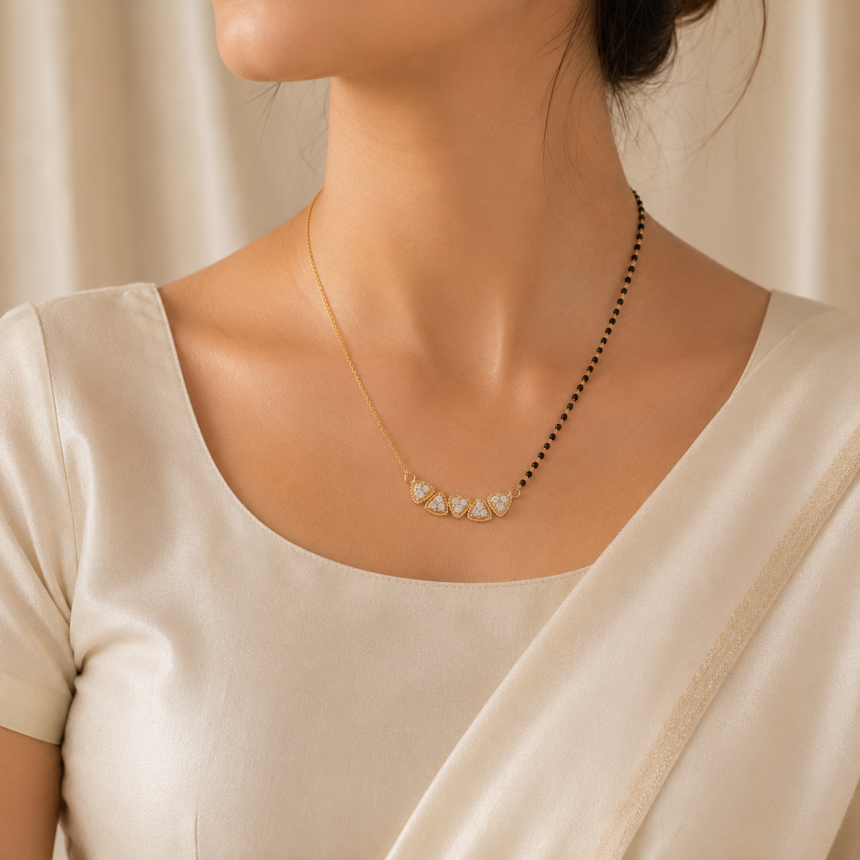 Zivia Triangle Charm Mangalsutra 18k Gold Plated
