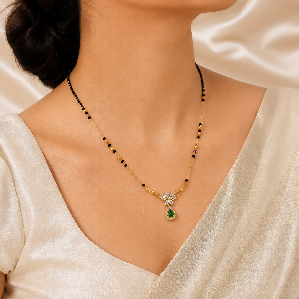 Zivia  Emerald Radiance Mangalsutra 18k Gold Plated