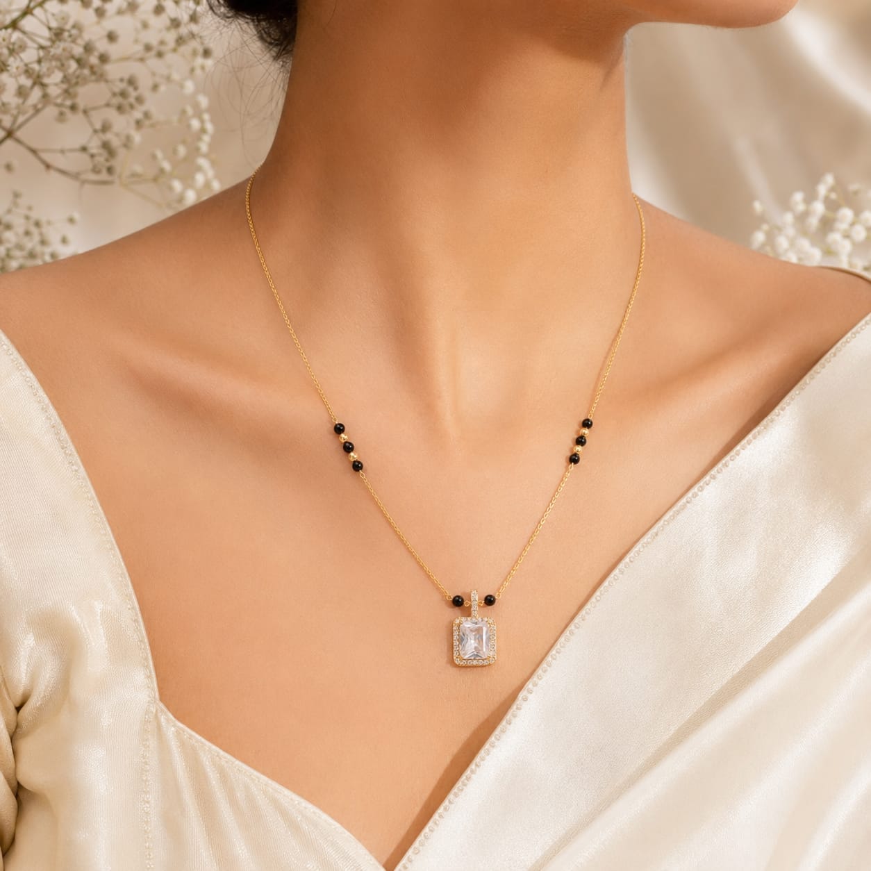 Zivia Regal Solitaire Mangalsutra 18k Gold Plated