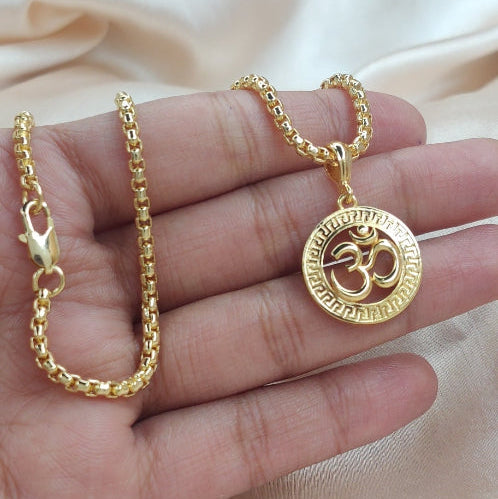 Zivia 18K Gold Plated Aum Imperia Pendant with Premium Chain