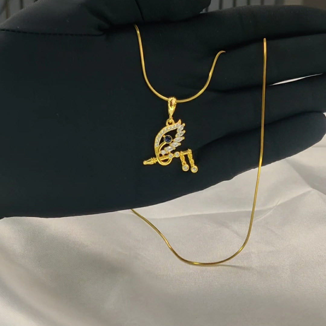 Zivia Krishna Prem Pendant & Chain for Women – 18K Gold Plated