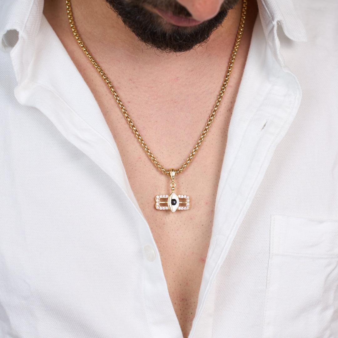Lord Shiva Third Eye Gold Diamond Pendant with Chain