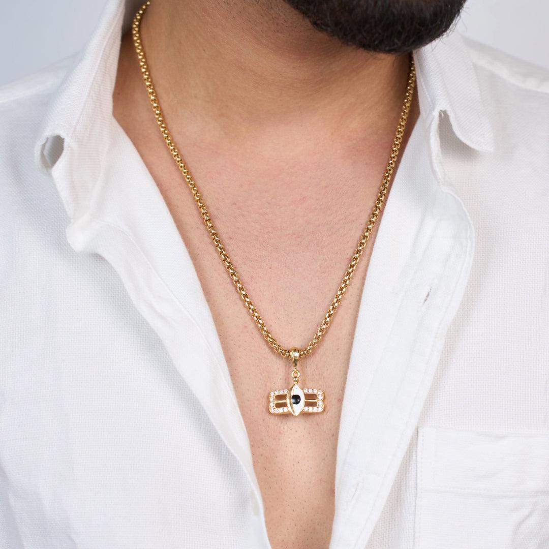 Lord Shiva Third Eye Gold Diamond Pendant with Chain