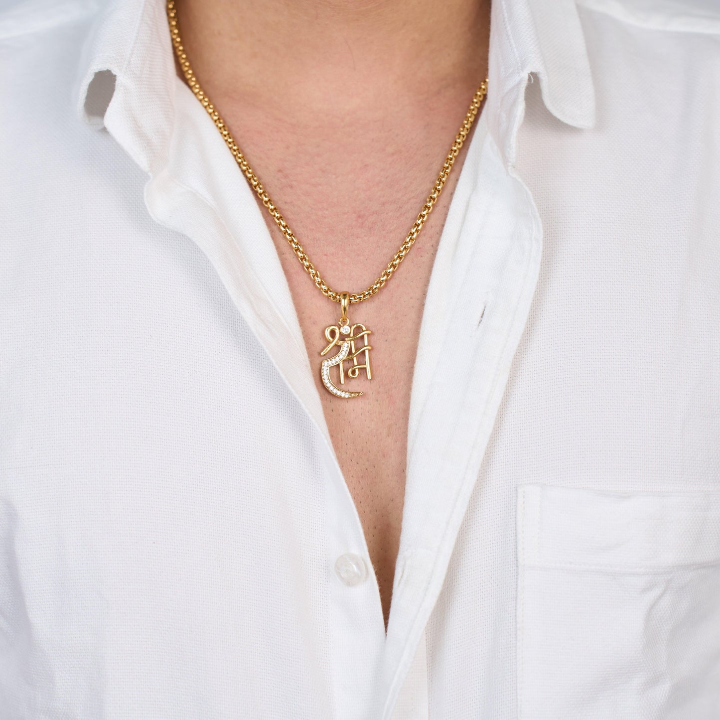 Studded Jay Shree Ram Pendant with Chain