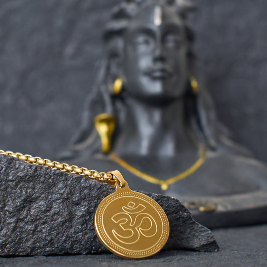 Stainless Steel Om Pendant and Chain with Gold Plated !