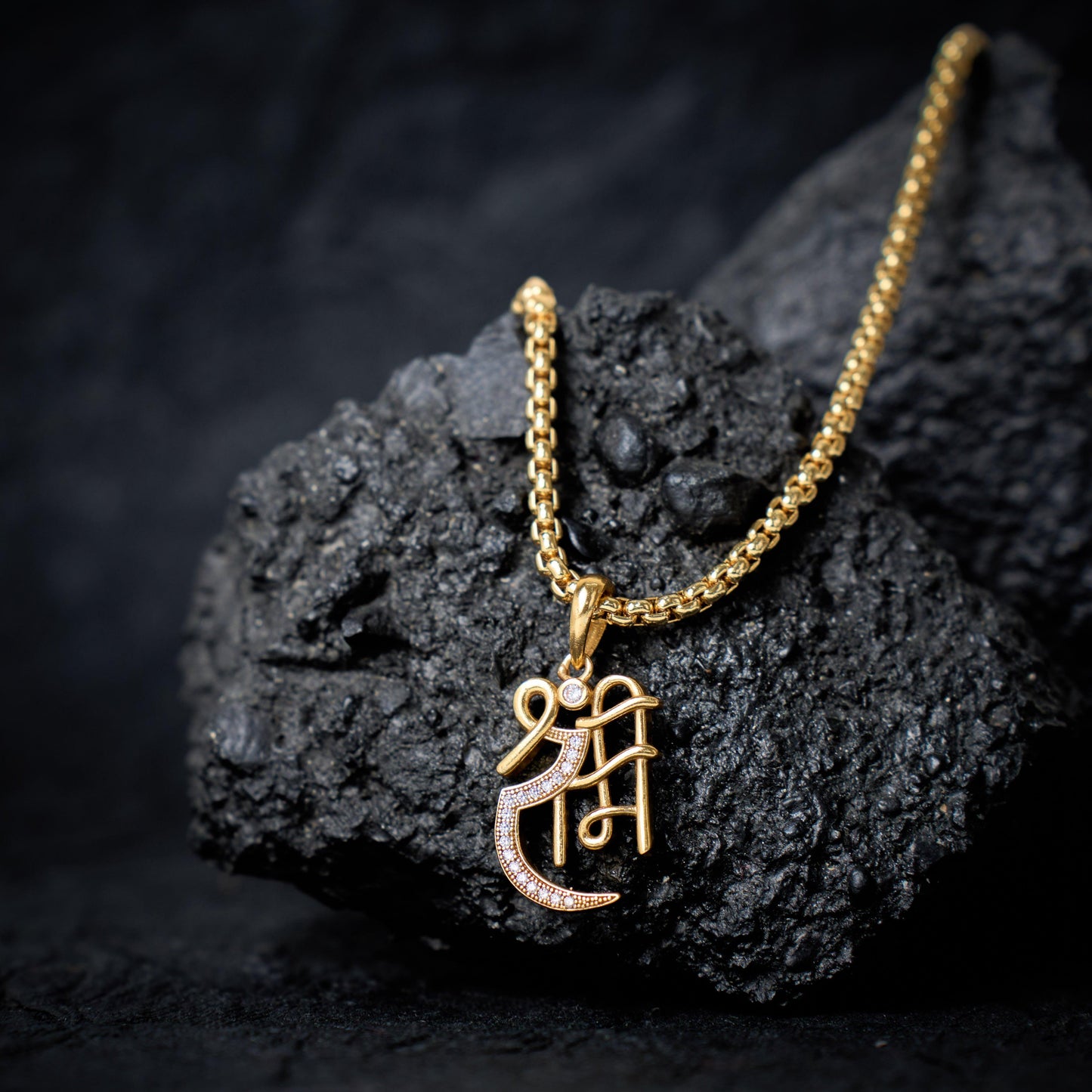 Studded Jay Shree Ram Pendant with Chain