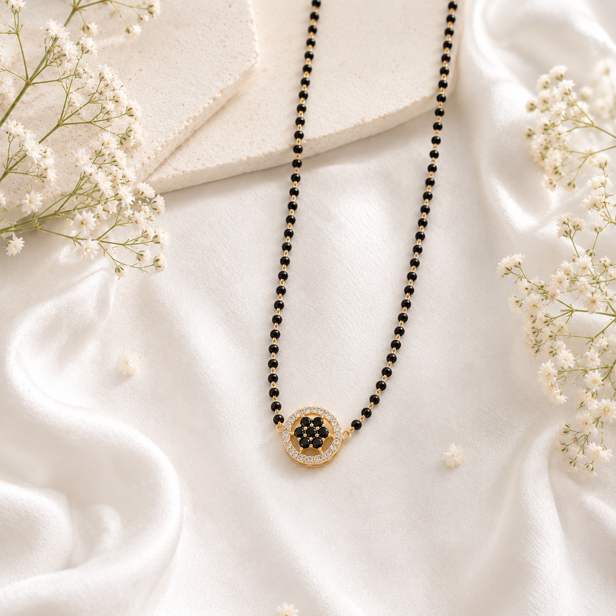 Zivia Midnight Bloom Mangalsutra 18k Gold Plated
