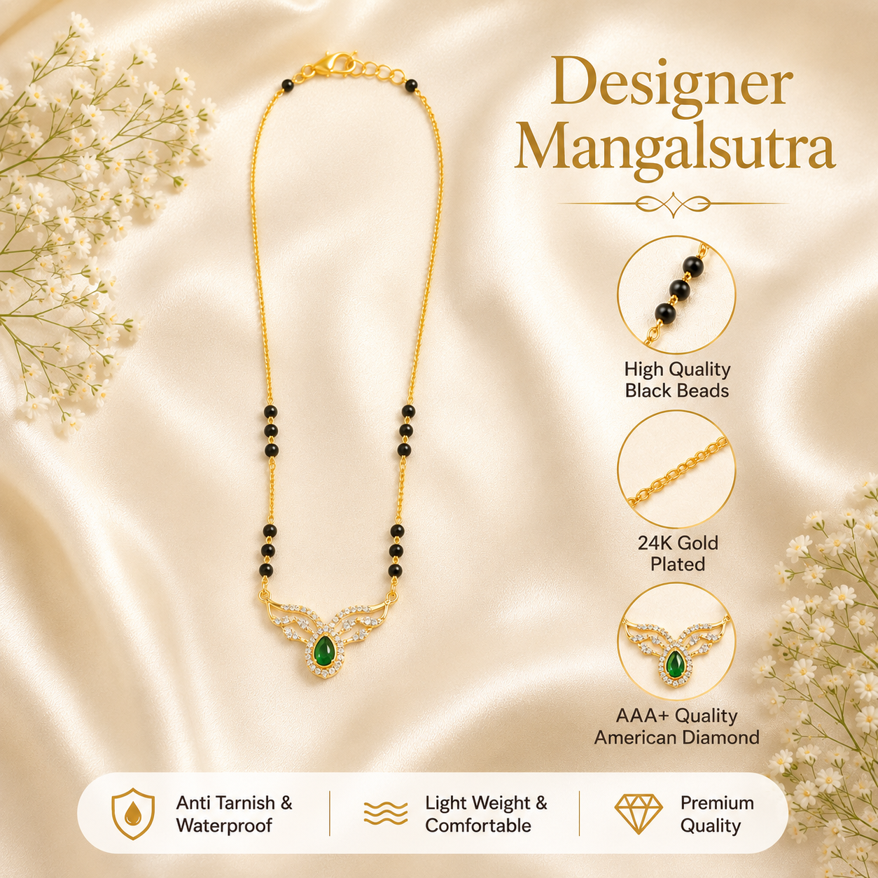Zivia Angel Wings Mangalsutra 18k Gold Plated