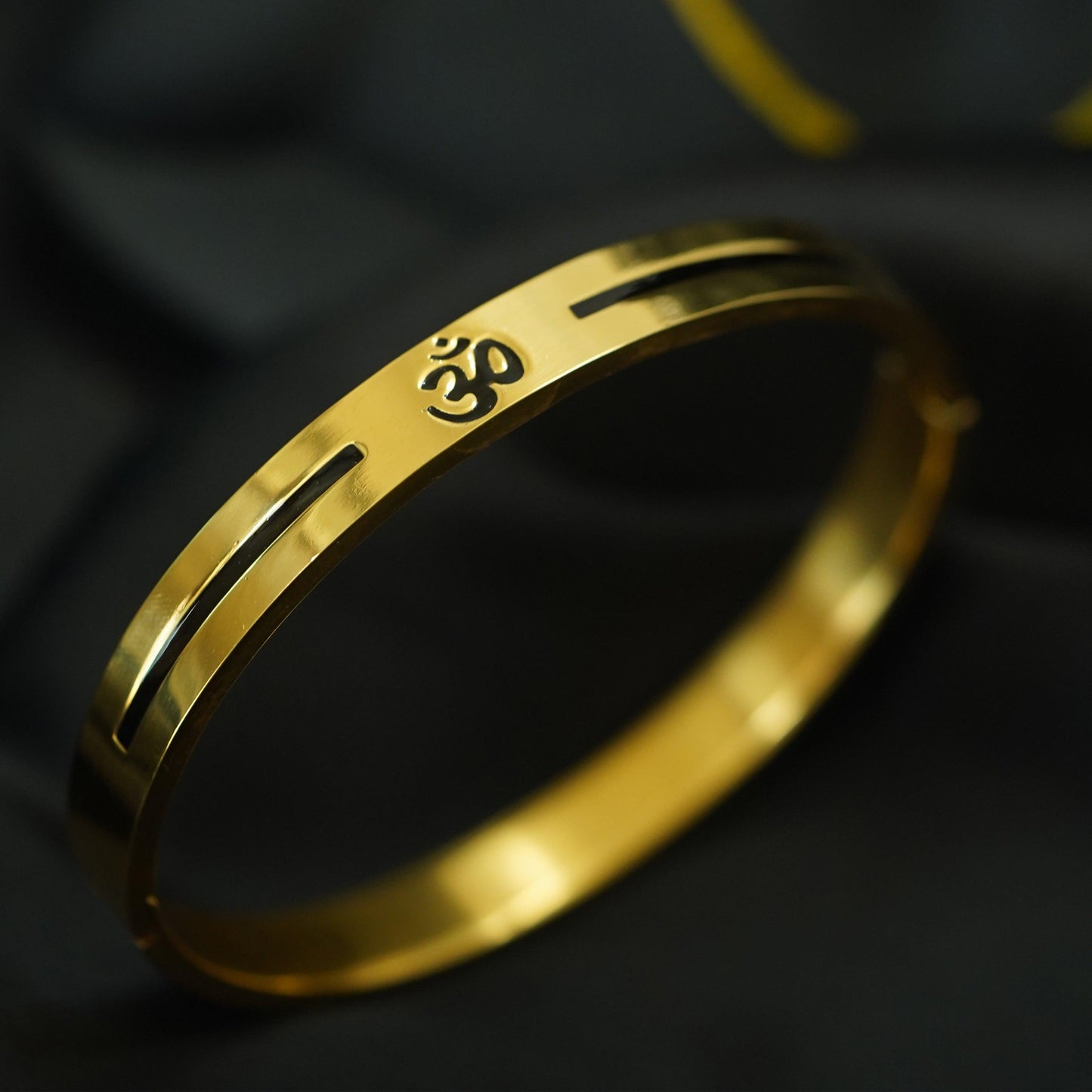 Om Black Line Kada 24kt Gold Plated