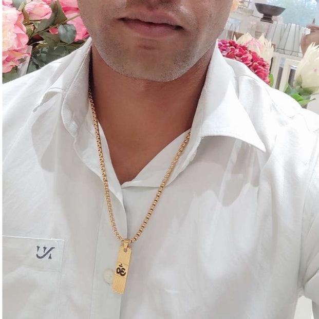OM Dotted Design Pendant with Chain 24kt Gold Plated(24 Inch)