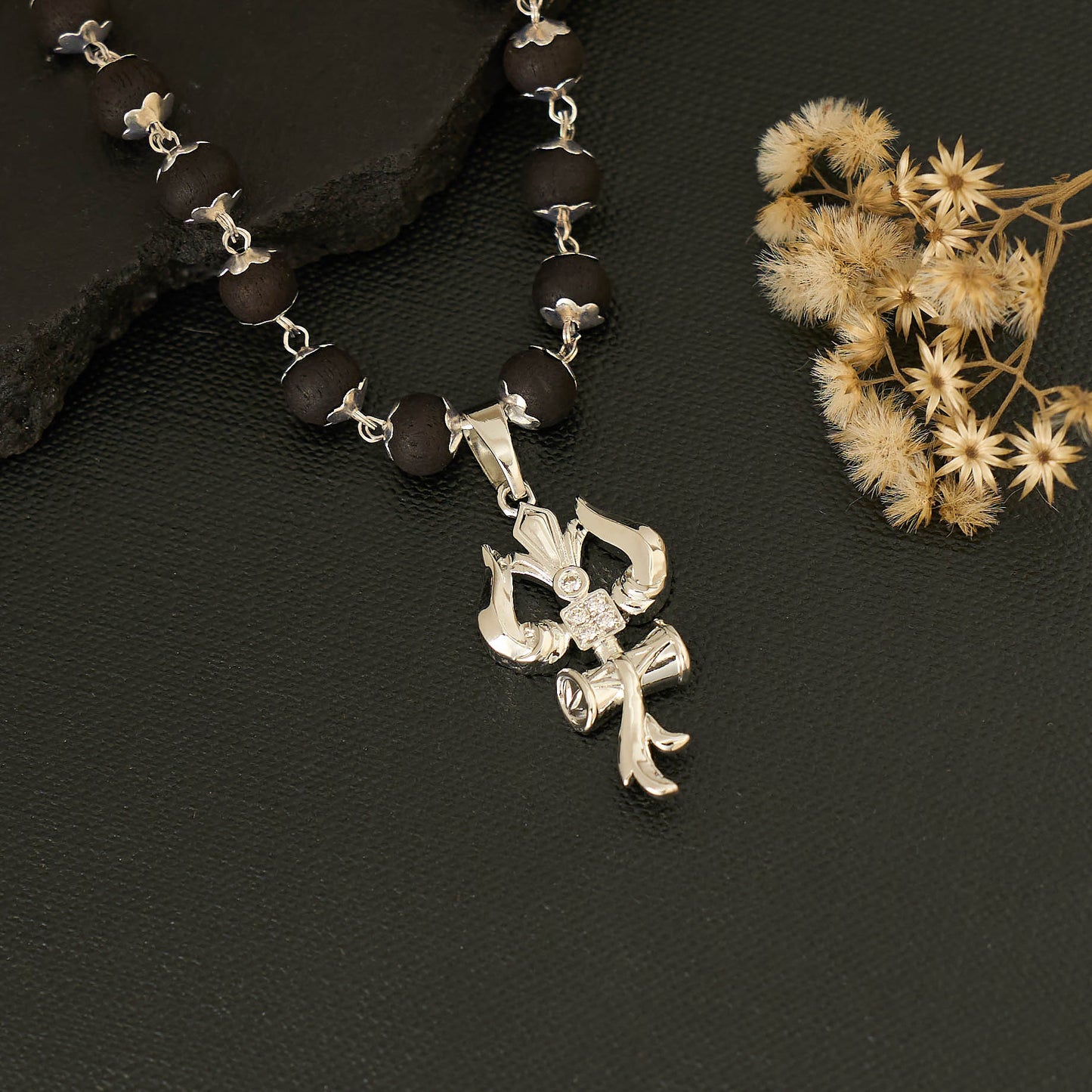 Zivia Original Karungali Malai and Trishul Pendant 2X Powerfull