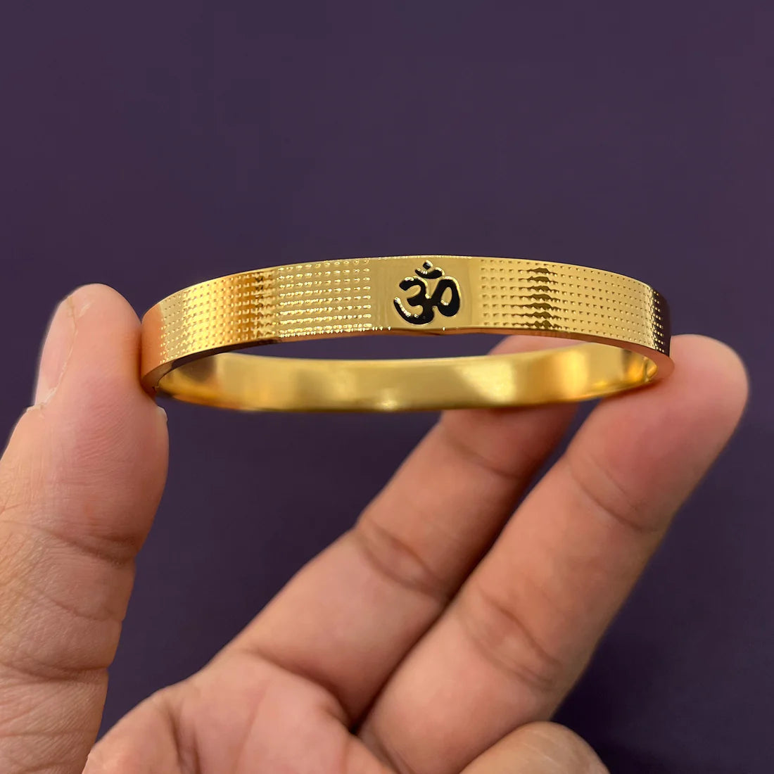 Embossed Dotted Om Bracelet with 24 k Gold Plated KADA1